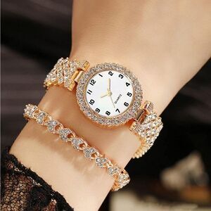 Rose Gold Watch and Tennis Bracelet Set